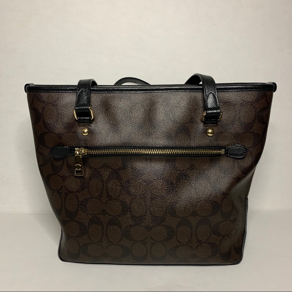 COACH Brown and Black Leather Shoulder Bag Purse - Picture 3 of 10